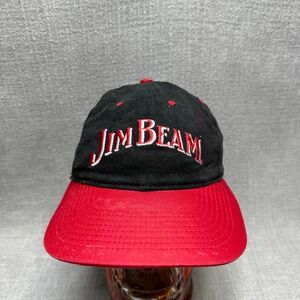 Vintage Jim Beam Hat Snapback Cap Black Red Bourbon Whiskey Embroidered Logo